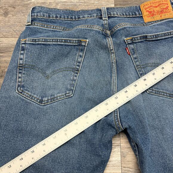 Levis 505 Dark Wash Faded Blue Mens 31x30‎ Regular Straight Denim Jeans Red Tab - Picture 6 of 13